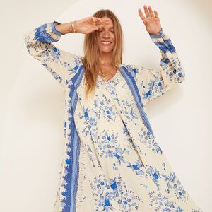 Natalie Martin Fiore Short Dress in Posey Print Bluebell Floral, Small